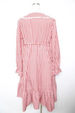 画像2: FLC / hsギンガムマルエリワンピース L 中赤 Y-26-01-18-071-LO-OP-SZ-ZY