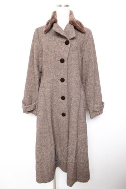 画像1: an another angelus / ファー衿付きヘリンボーンコート F ブラウン Y-26-01-18-073-CA-CO-SZ-ZY