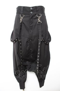 画像1: LISTEN FLAVOR / サスペンダー付ドレープサルエルパンツ F 黒 Y-26-01-18-082-PU-PA-SZ-ZY