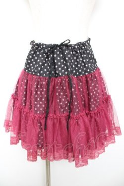 画像1: ALGONQUINS / チュール重ね星スカート  黒×ピンク Y-26-01-18-083-AL-SK-SZ-ZY