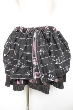 画像1: MINT NeKO / ZIPギャザースカート  黒 Y-26-01-18-084-HN-SK-SZ-ZY