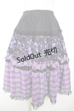 画像1: PUTUMAYO / アリス柄チェック切替スカート  パープル Y-26-01-18-086-PT-SK-SZ-ZY