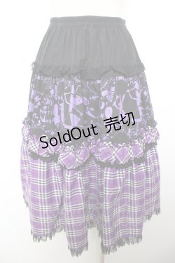 画像2: PUTUMAYO / アリス柄チェック切替スカート  パープル Y-26-01-18-086-PT-SK-SZ-ZY