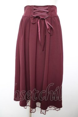 画像1: axes femme POETIQUE / バックフリルレースアップスカート M ワイン Y-26-01-18-090-AX-SK-SZ-ZY