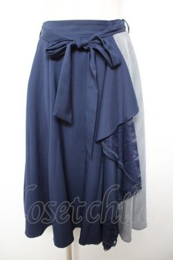 画像1: axes femme / フリル切替スカート M 紺 Y-26-01-18-095-AX-SK-SZ-ZY