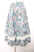 axes femme / ホーリーローズ柄フリルスカート F サックス Y-26-01-18-097-AX-SK-SZ-ZY