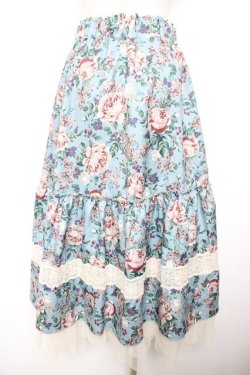 画像2: axes femme / ホーリーローズ柄フリルスカート F サックス Y-26-01-18-097-AX-SK-SZ-ZY
