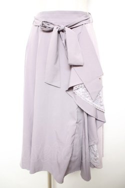 画像1: axes femme / フリル切替スカート M ラベンダー Y-26-01-18-099-AX-SK-SZ-ZY