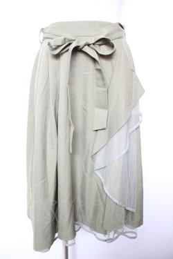 画像1: axes femme / パイピングチュールフリルスカート M カーキ Y-26-01-18-107-AX-SK-SZ-ZY