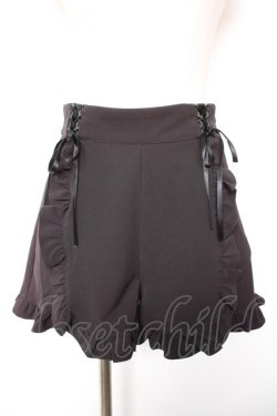 画像1: Honey Cinnamon / レースアップフリルショートパンツ F 黒 Y-26-01-18-114-LO-PA-SZ-ZY