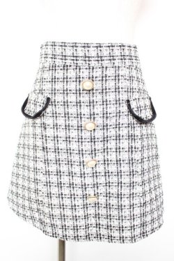 画像1: An MILLE / ツイードパールスカート  白×黒 Y-26-01-18-115-EL-SK-SZ-ZY