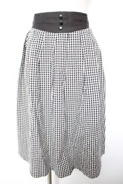 画像1: F i.n.t / ベルト切替ギンガムチェックタックスカート F 黒 Y-26-01-18-116-CA-SK-SZ-ZY