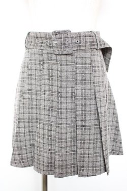 画像1: Bubbles / ベルト付きプリーツスカート S グレーチェック Y-26-01-18-120-CA-SK-SZ-ZY