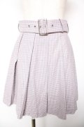 Ank Rouge / 裾レースチェックプリーツスカート M ピンク Y-26-01-18-126-CA-SK-SZ-ZY