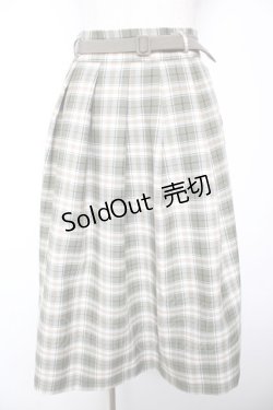 画像1: F i.n.t / ベルト付きサマーチェックタックスカート F グリーン Y-26-01-18-127-CA-SK-SZ-ZY