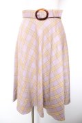F&A / べっ甲ベルト付きチェックフレアースカート F パープル Y-26-01-18-132-LO-SK-SZ-ZY
