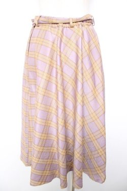 画像2: F&A / べっ甲ベルト付きチェックフレアースカート F パープル Y-26-01-18-132-LO-SK-SZ-ZY