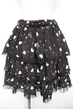 画像1: metamorphose / Heart Print　スカート  黒 Y-26-01-18-137-ME-SK-SZ-ZY