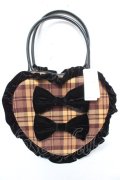 axes femme kawaii / タータンチェックハートバッグ  イエロー Y-26-01-18-018-AX-BG-SZ-ZY