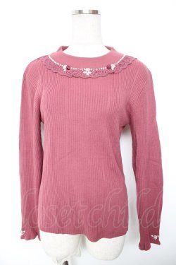 画像1: axes femme / バラボトルネックニットプルオーバー M ピンク Y-26-01-18-029-AX-TO-SZ-ZY