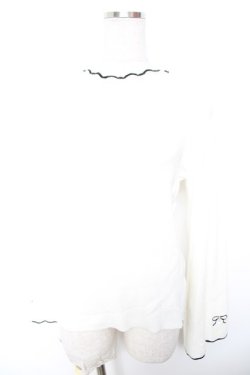 画像1: axes femme / リボン刺繍配色フレアニット F 白 Y-26-01-18-031-AX-TO-SZ-ZY