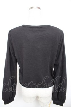 画像2: axes femme / 袖口×胸元ネコ刺繍カットカーディガン F 黒 Y-26-01-18-034-AX-TO-SZ-ZY