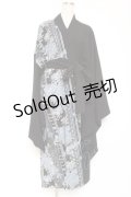 Deorart / 和柄切替着流しガウン  黒×青 Y-26-01-20-028-PU-JA-SZ-ZI