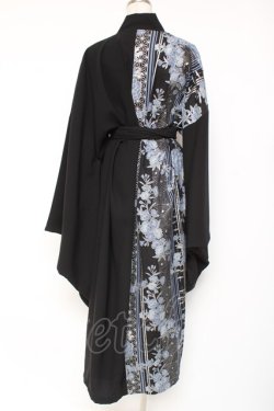 画像2: Deorart / 和柄切替着流しガウン  黒×青 Y-26-01-20-028-PU-JA-SZ-ZY