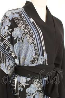 画像3: Deorart / 和柄切替着流しガウン  黒×青 Y-26-01-20-028-PU-JA-SZ-ZY