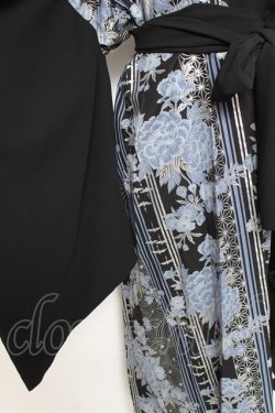 画像4: Deorart / 和柄切替着流しガウン  黒×青 Y-26-01-20-028-PU-JA-SZ-ZY