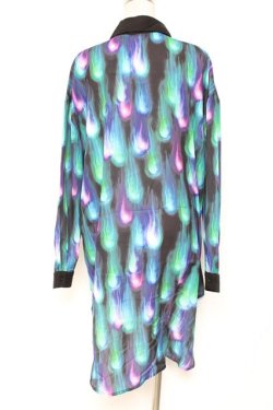 画像2: Drug Honey / 幻影鬼炎柄テールカットシャツ  黒 Y-26-01-20-031-PU-BL-SZ-ZY