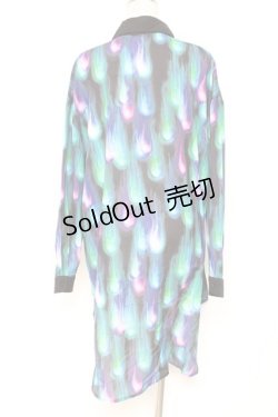 画像2: Drug Honey / 幻影鬼炎柄テールカットシャツ  黒 Y-26-01-20-031-PU-BL-SZ-ZI