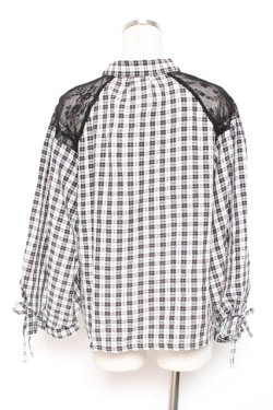 画像2: axes femme POETIQUE / 肩レースデザインパフ袖ブラウス  黒 Y-26-01-20-004-AX-TO-SZ-ZY