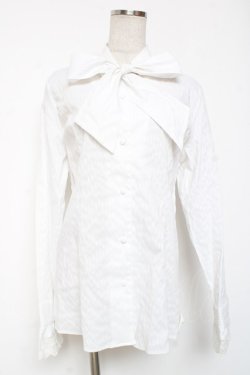 画像1: MIHO MATSUDA / ボウタインスタンドカラーブラウス L ホワイト Y-26-01-20-036-GO-BL-SZ-ZY