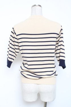 画像2: F i.n.t / ヴィンテージボーダー5分袖ニットプルオーバー F ベージュ×ネイビー Y-26-01-20-005-CA-TO-SZ-ZY