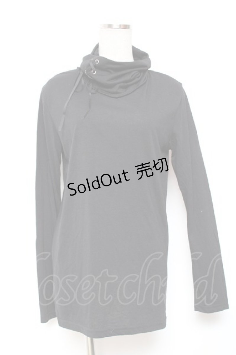 画像1: BPN FOR MEN / 編み上げハイネックカットソー M 黒 Y-26-01-20-047-GO-TO-SZ-ZI (1)