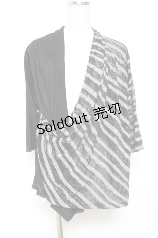 画像1: ALGONQUINS / ボーダー切替ボレロ F 黒×グレー Y-26-01-20-051-AL-TO-SZ-ZI (1)