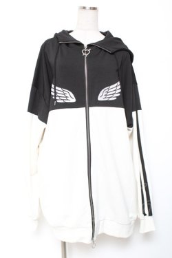 画像1: LISTEN FLAVOR / ヘヴンリージャージパーカー  黒×白 Y-26-01-20-054-PU-TO-SZ-ZY