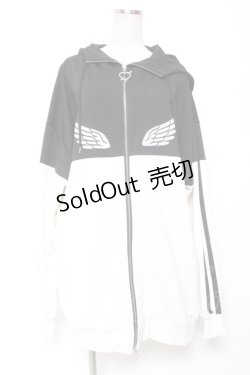 画像1: LISTEN FLAVOR / ヘヴンリージャージパーカー  黒×白 Y-26-01-20-054-PU-TO-SZ-ZI