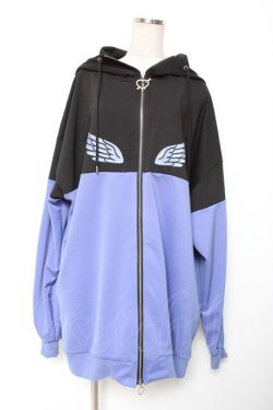 画像1: LISTEN FLAVOR / ヘヴンリージャージパーカー  黒×ブルー Y-26-01-20-055-PU-TO-SZ-ZY
