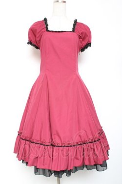 画像1: ATELIER PIERROT / 付け襟パフスリーブワンピース  ワイン Y-26-01-20-058-EL-OP-AS-ZY