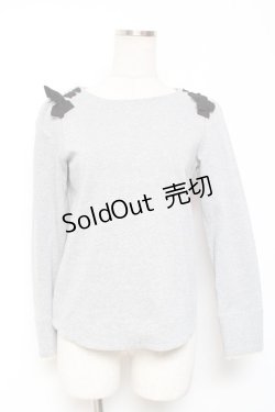画像1: franche lippee black / 肩リボンプルオーバー M グレー Y-26-01-20-007-LO-TO-SZ-ZI