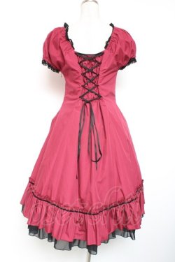 画像2: ATELIER PIERROT / 付け襟パフスリーブワンピース  ワイン Y-26-01-20-058-EL-OP-AS-ZY