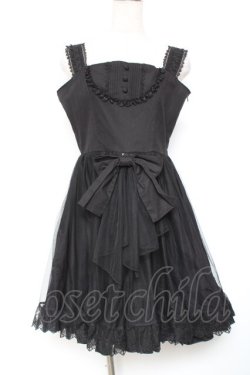 画像1: Vallee lys / アゲラタムチュールジャンパースカート  黒 Y-26-01-20-061-GO-OP-SZ-ZY