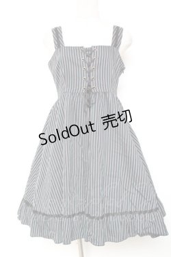 画像1: MIHO MATSUDA / 胸元レースアップジャンパースカート M ネイビー Y-26-01-20-062-GO-OP-SZ-ZI