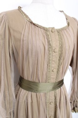 画像4: Vallee lys / ソフトチュールブラウスワンピース  カーキ Y-26-01-20-063-GO-OP-SZ-ZY