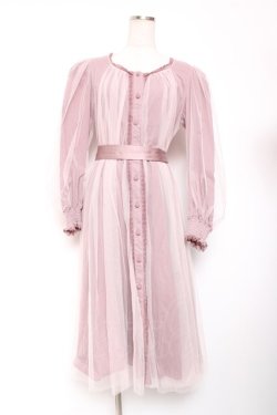 画像1: Vallee lys / ソフトチュールブラウスワンピース  ピンク Y-26-01-20-064-GO-OP-SZ-ZY