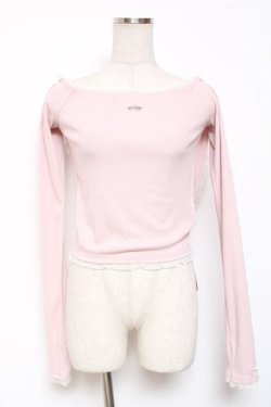 画像1: lilLilly / オフショルレースフーディトップス F ピンク Y-26-01-20-008-LO-TO-SZ-ZY