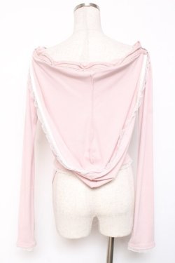 画像2: lilLilly / オフショルレースフーディトップス F ピンク Y-26-01-20-008-LO-TO-SZ-ZY
