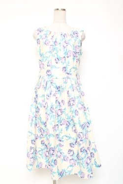 画像1: an another angelus / フラワープリントマルバックルベルトノースリーブワンピース  生成り Y-26-01-20-071-CA-OP-SZ-ZY